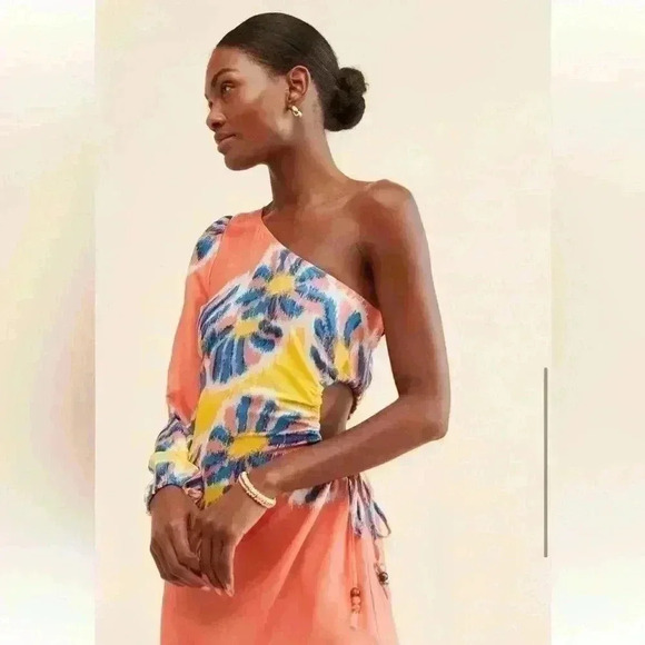 Anthropologie One-Shoulder Printed Midi Dress - Picture 2 of 10